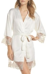Flora Nikrooz Victoria Solid Charmeuse Wrap Robe In Ivory