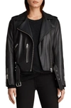 Allsaints Black Leather Balfern Biker Jacket In Black