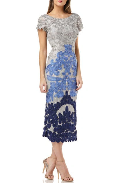 Js Collections Soutache Lace Midi Dress In French Blue Multi