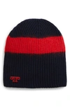 TORY BURCH STRIPE WOOL BLEND BEANIE,57819