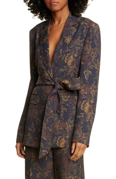 Amur Payton Paisley Belted Jacket In Charcoal