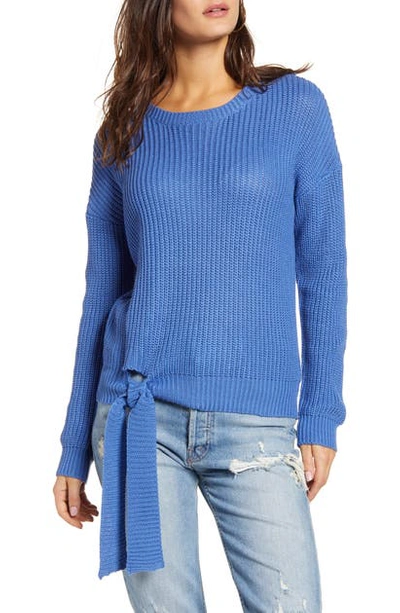 English Factory Tie Hem Ribbed Sweater In Blue