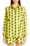 ASHLEY WILLIAMS CAT PRINT REBA BUTTON-UP SHIRT,AWAW1912