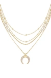 Ettika Women's Layered 18k Gold-plate & Crystal Crescent Horn Necklace In Gold