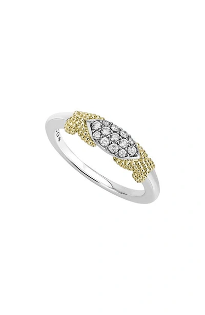 Lagos Caviar Lux Double X Diamond Pavé Ring In Two Tone/ Diamond
