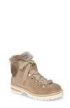 Agl Attilio Giusti Leombruni Genuine Rabbit Fur Hiker Boot In Taupe Suede