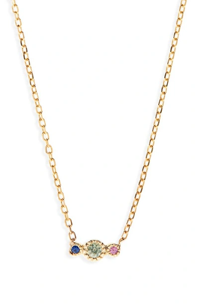 Jennie Kwon Designs Green Sapphire Journey Pendant Necklace In Yellow Gold/ Green Sapphire