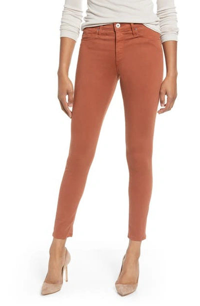Ag Farrah High Waist Ankle Skinny Jeans In Brick Dust