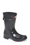 Hunter Original Tour Short Gloss Packable Rain Boot In Dark Slate