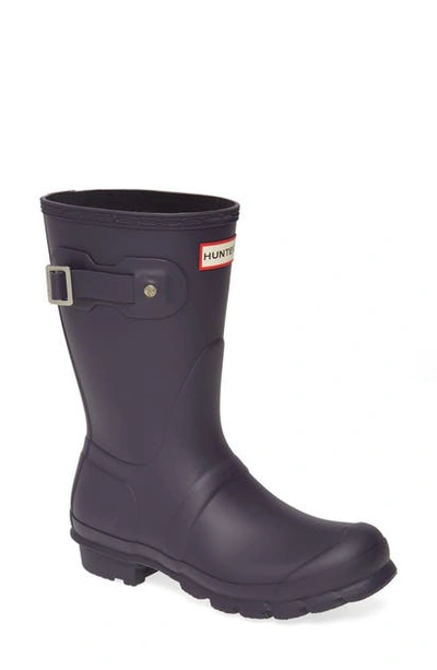 Hunter Original Insulated Short Waterproof Rain Boot In Aubergine