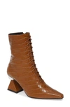 Yuul Yie Gloria Glam Statement Heel Bootie In Camel Croc Print