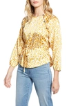 REBECCA MINKOFF ANGELINA LEOPARD PRINT TIE WAIST BLOUSE,F19500056