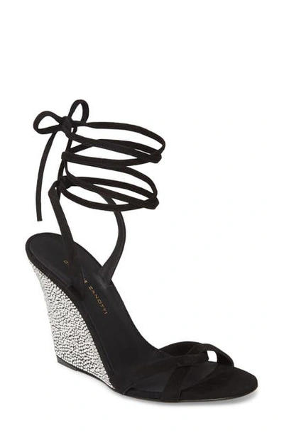 Giuseppe Zanotti Crystal Embellished Wedge Sandal In Black/ Silver