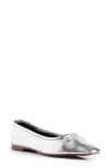 Schutz Women's Arissa Embossed Square-toe Flats In Silver Leather