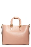 Fendi Medium Glacier Top Handle Leather Tote In Rosa Bourbon/ Soft Gold