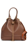 FENDI GRACE CHAIN DRAWSTRING LEATHER BUCKET BAG,8BT322-AAJ1