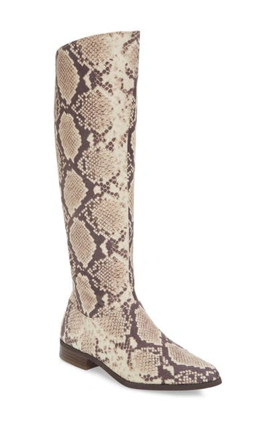 Band Of Gypsies Luna Knee High Boot In Natural Snake Print Fabric