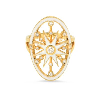 Colette Jewelry White Enamel Star Ring In Yellow Gold/white