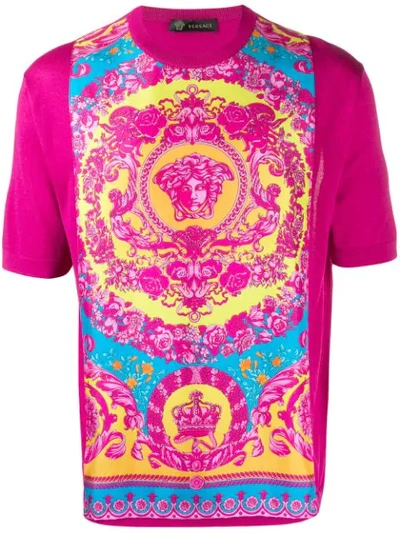 Versace Baroque Printed T-shirt In Pink