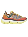 Chloé Blake Leather-trimmed Sneakers In Beige/orange