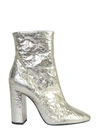 Saint Laurent Lou Foil Effect Ankle Boots In Oro