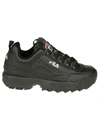 Fila Distruptor Low Sneakers In Black Leather In 12v