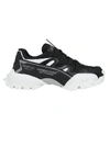 Valentino Vu V Face Chunky Leather Sneakers In Nero/bianco