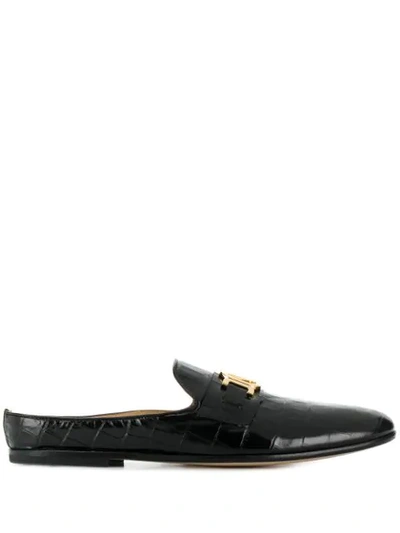 Versace Logo Appliqué Loafers In Black