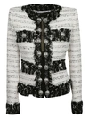 BALMAIN STRIPE FRINGED CARDIGAN,11111426