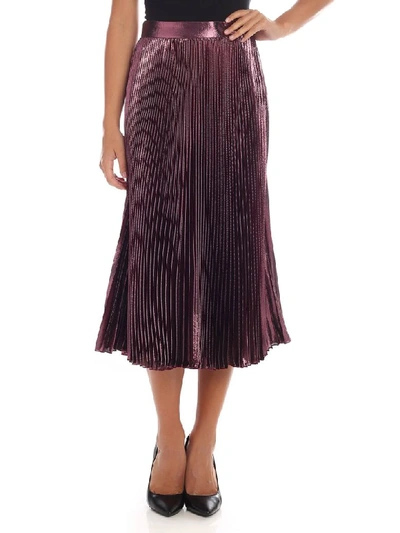 Alberta Ferretti Silk And Lurex Shiny Pleated Skirt In Purple