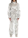 Off-white Racing Metallic Effect Jumpsuit In Silver No Color