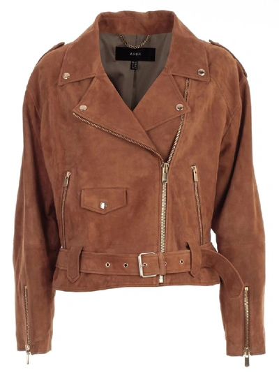 Arma Biker Jacket In Suede Leather 'dorislee' In Brown