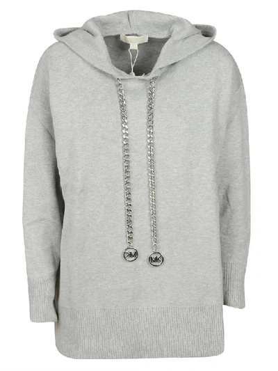Michael Kors Chain Detailed Hoodie Style Sweater In Grey