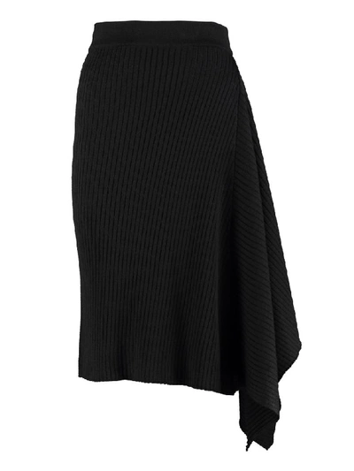 Pinko Masterpiece Ribbed Knit Skirt In Black