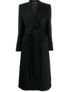 Dolce & Gabbana Double-breasted Belted Coat In Nero