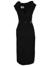 PRADA SHAWL NECKLINE MIDI DRESS,11119969