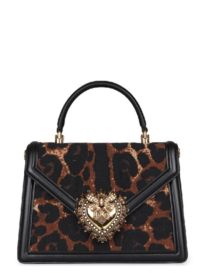 Dolce & Gabbana Devotion Handbag With Metal Maxi-logo In Black