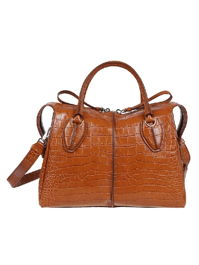 Tod's Small D Bag In Crocodile Print Leather With Shoulder Strap