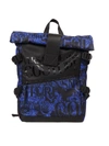 VERSACE JEANS COUTURE BLUE & BLACK NYLON BACKPACK WITH LOGO PRINT,11120641