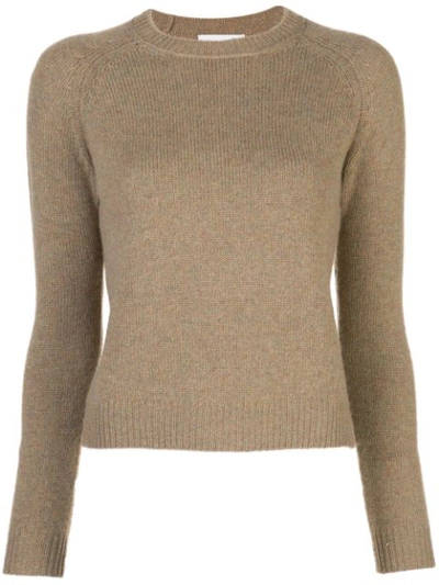 Alexandra Golovanoff Ribbed Crew-neck Cashmere Sweater In Brown