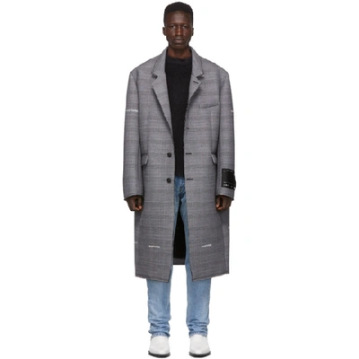 Off-white Oversized Checked Coat In Light Grey