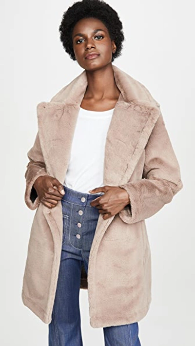 Avec Les Filles Faux Fur Bonded Peacoat In Dove