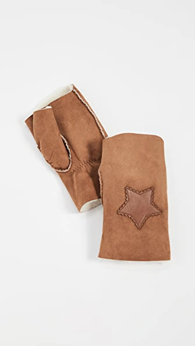 Agnelle Women's Sherif Star-patch Shearling Gloves In Tan