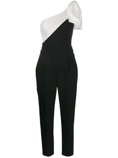 Viktor & Rolf One-shoulder Two-tone Jumpsuit In Black/ivory