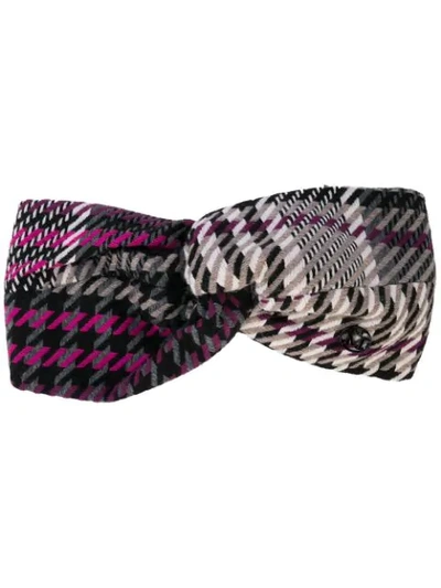 Maison Michel Carolyn Twisted Houndstooth Tweed Headband In Grey