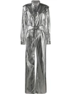 Off-white Racing Metallic Effect Jumpsuit In Silver