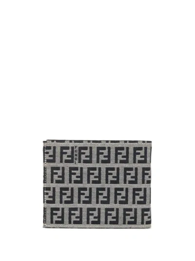 Pre-owned Fendi 1990s Zucca Pattern Bifold Wallet In Grey