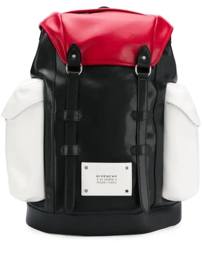 Givenchy Logo Patch Side Pocket Backpack In Red/black/white