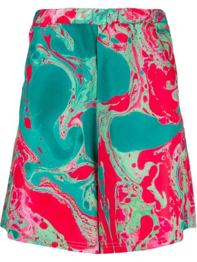 Domenico Formichetti Rorshach Marbled Paint Shorts In Green