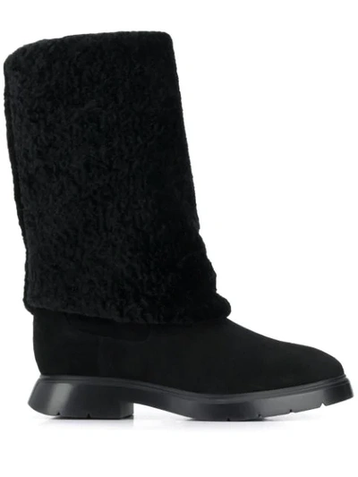 Stuart Weitzman Luiza Chill Shearling-lined Suede Boots In Black